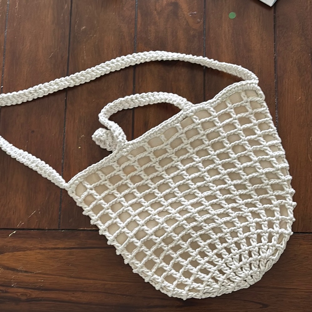 NWT Madewell Cream Woven Tote Bag with Braided Strap
